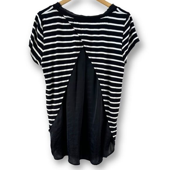 Bordeaux faux layered black and white stripe top size LG - Picture 2 of 6